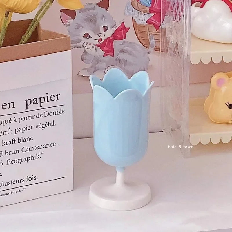 Kawaii Tulip Flower Pen Holder 🌷✨ Cute Cartoon Storage for Students & Office ✏️💕