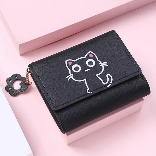 Kawaii Cat-Themed PU Leather Wallet 🐱💖 | Adorable Short Purse for Ladies | Perfect Gift for Cat Lovers! 🎁✨