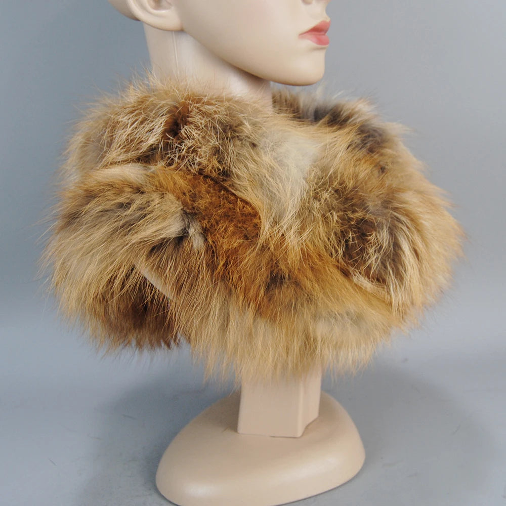 Luxurious Real Fox Fur Scarf For Women With Raccoon Fur Accents Winter Warmth Cute Cozy Headbands And Muffler 🦊❄️