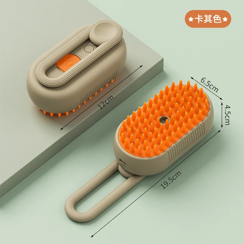 Cuddle & Care ✨✨ Steamy Fur Brush 🐾💖 - 3-in-1 Grooming & Massage Tool for Furry Friends!