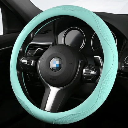 Kawaii Nappa Leather Steering Wheel Cover 🎀✨ | Cute & Stylish Universal Car Accessory for All Seasons 🚗💖