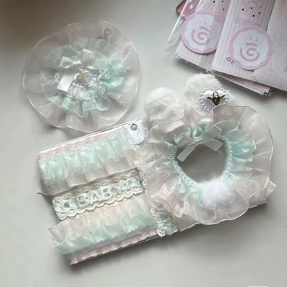 Pink Lace ID Card Holder With Ribbon Decor Photocard Binder 🌸 Cute Sleeve