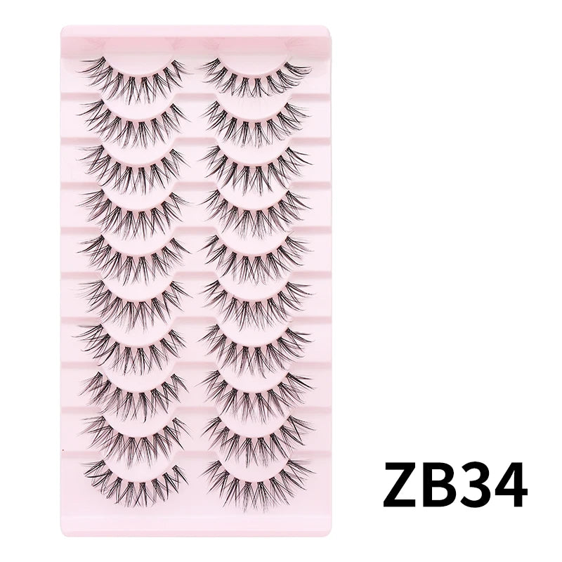 Adorable Manga Style False Eyelashes 10 Pairs Natural Full Strip Lashes For Anime Look Makeup ✨🐰🎀🌸