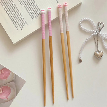 Bunny Love Chopsticks 🐇💕 - Whimsical Wooden Utensils for Sushi & Noodles - Fun for All Ages! 🍜🥢 - Pixie Quill