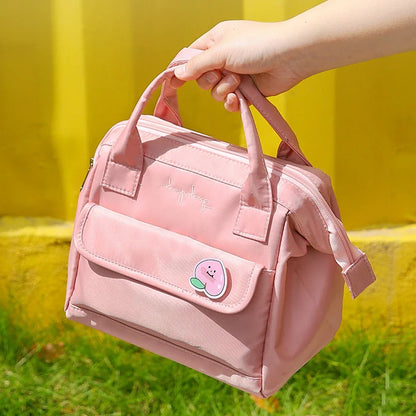 Cute Kawaii Peach Insulated Lunch Tote 🍑✨ - Stylish & Spacious Travel Bag for Women & Kids!