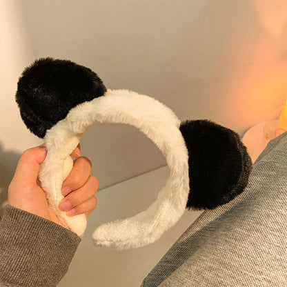 Plush Panda Ears Headband For Women Wash Face Holder Hair Accessory 🐼✨