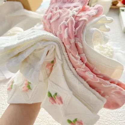 Ruffled White Socks Set 🌸👣 - 5 Pairs of Sweet Cotton Cuties for Spring & Summer! 💖 - Pixie Quill