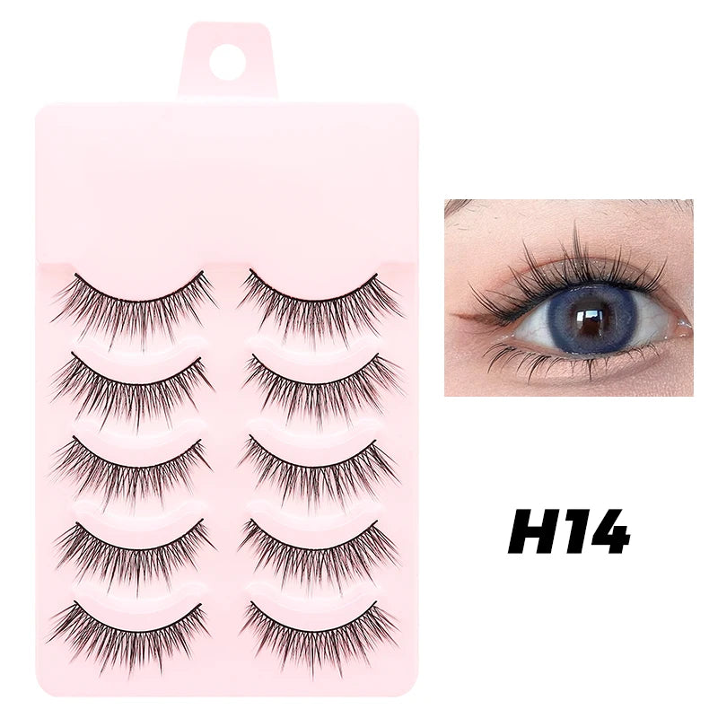 Pastel Little Devil Anime Lashes 5 Pairs Clear Band Full Strip For Natural Daily Manga Style Eyelashes 😈👁️✨