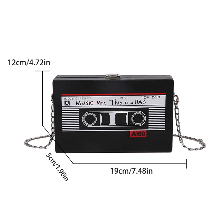 Kawaii Retro Tape Radio Shoulder Bag 🎶✨ | Adorable Square Crossbody for Trendy Vibes 💖