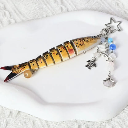 Playful Plastic Fish Keychain 🐟 Multi Jointed Backpack Charm Gift