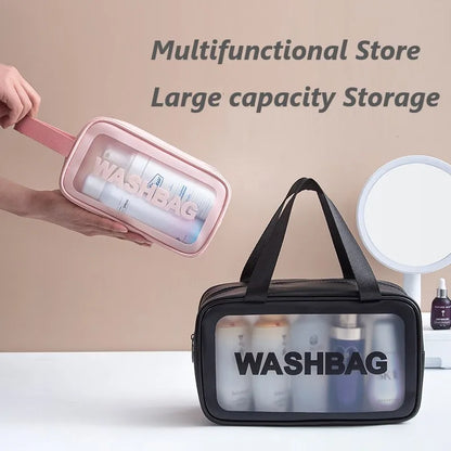 Kawaii Waterproof Travel Makeup Bag 🌟✨ | Cute Transparent Cosmetic Organizer for Women 💖✈️