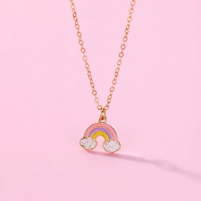 Kawaii 3Pcs Rainbow Star & Heart Necklace Set 🌈💖 for BFFs – Trendy Gifts for Girls!