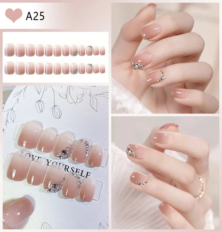 Kawaii Blush Pink 3D Bowknot & Pearl Press-On Nails 💖✨ | 24pcs Adorable Fake Nail Tips for Cute DIY Manicures!