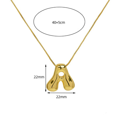 Kawaii Golden Initial Necklace 🌟✨ - Chunky Bubble Letter Pendant for Trendy Girls 💖🎀 - Perfect Gift Jewelry!