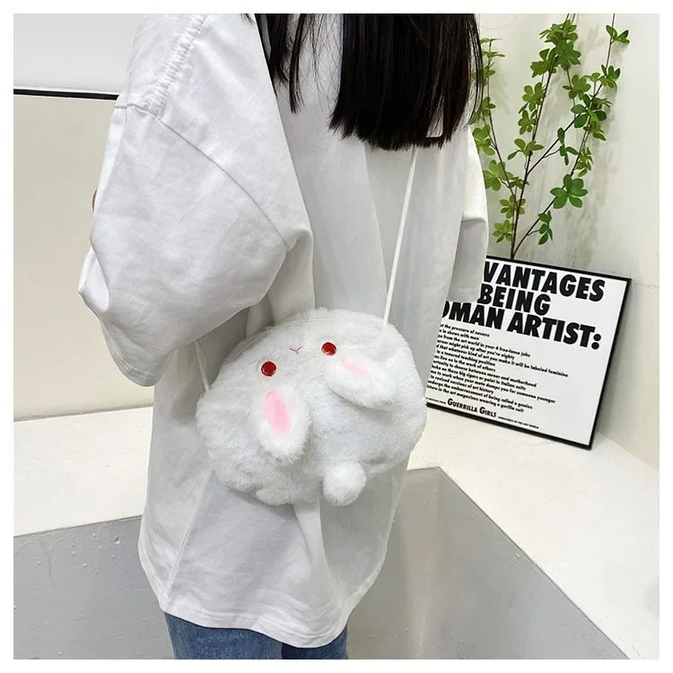 Kawaii Plush Rabbit Crossbody Bag 🐰✨ Cute & Cozy Messenger Purse for Kids!