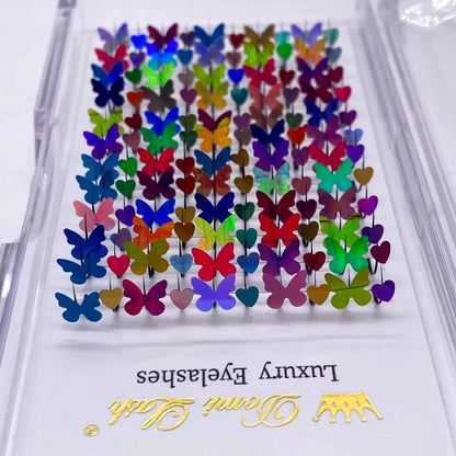 🌸 Kawaii Heart Flower Glitter Lashes 🌟 3D Butterfly Mink Extensions for Whimsical Eye Magic ✨
