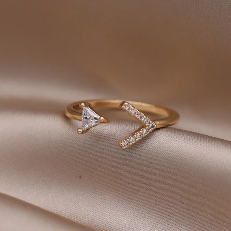 Kawaii Love Crystal Ring 💖✨ - 14K Gold Plated Heart Design for Elegant Daily Wear! 🌟💍