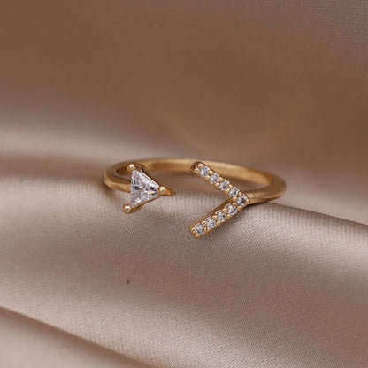 Kawaii Love Crystal Ring 💖✨ - 14K Gold Plated Heart Design for Elegant Daily Wear! 🌟💍