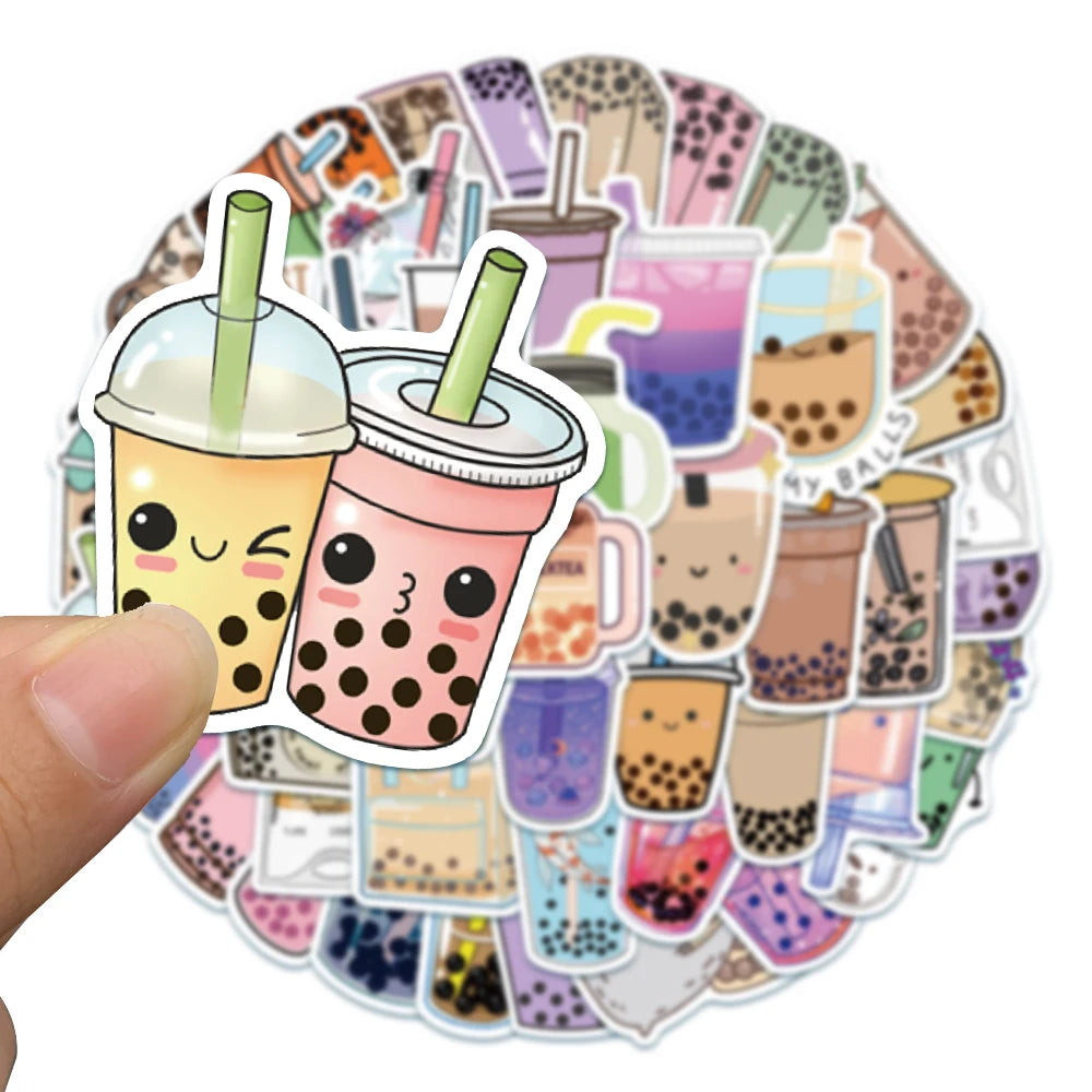 Kawaii Bubble Tea Bliss: 50PCS Adorable Pearl Milk Tea Stickers for DIY Magic! 🍵✨