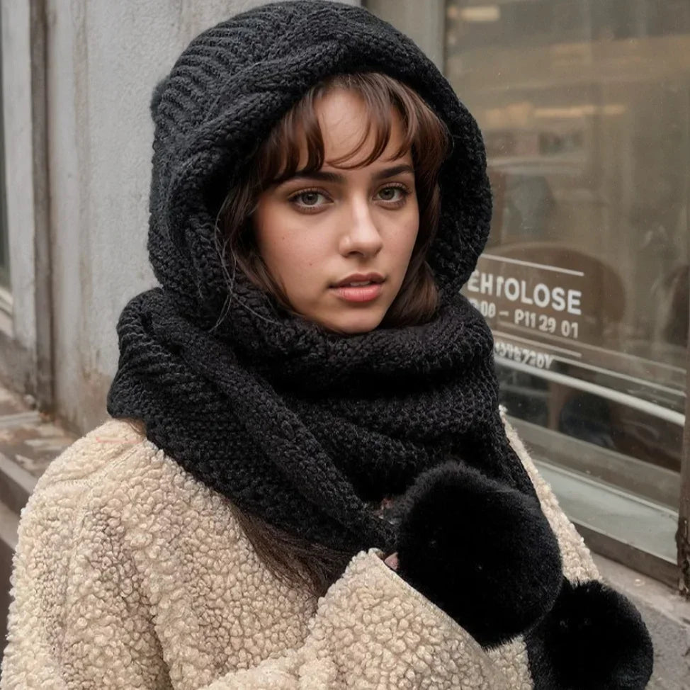 Cute Cozy Winter Hat Scarf Set With Pom Beanie And Balaclava ❄️🧣