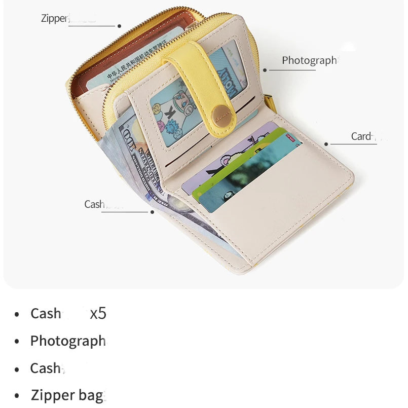 Kawaii Cat Girls Zipper Wallet 🐾💕 | Cute Short Purse for Students - Adorable Card Holder & Money Bag!