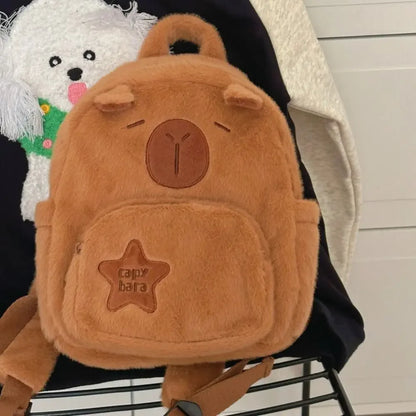 Adorable Kawaii Capybara Plush Backpack 🐾 | Funny Cartoon Crossbody Tote Bag with Large Capacity 💖