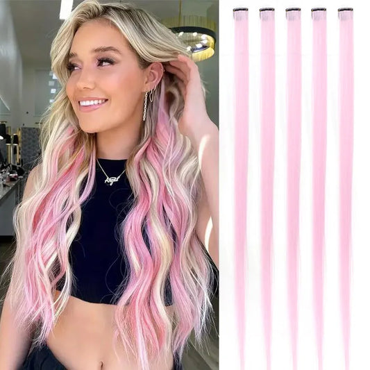 Colorful Clip In Hair Extensions 22 Inch 5 Piece Set For Party Highlights 💖✨