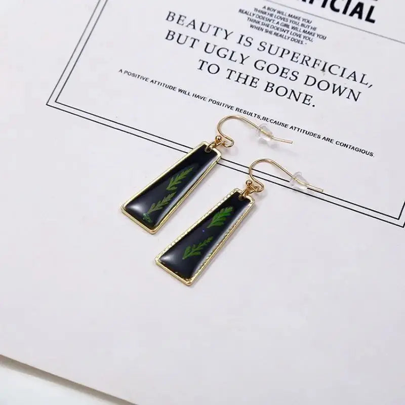Pastel Pressed Flower Resin Drops Earrings 🌸 Elegant Geometric Jewelry For Women