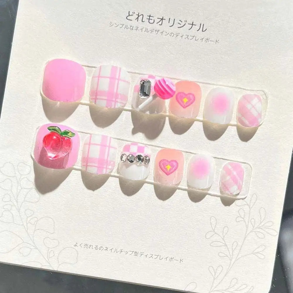 Kawaii Bunny Flower Fake Nails 🌸🐰 | Adorable Cartoon Nail Art for Kids 💅✨ - 12 Pcs Set