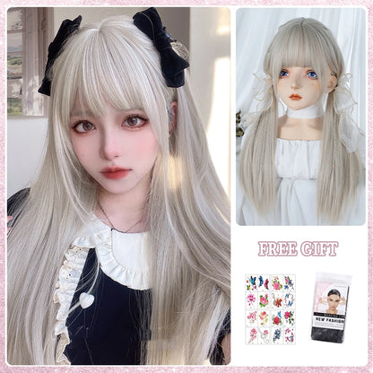 Kawaii Ombre Green Wavy Wig 🌟✨ | Heat-Resistant Fiber for Cosplay & Daily Style 💚🎀