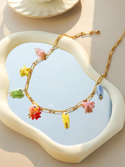 Ceramic Starfish Pendant Necklace 🌊🐚🐟