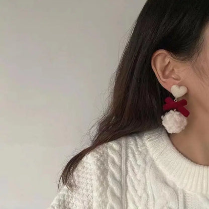 Charming Wine Red Bow Pearl Tassel Earrings 🎀🌟 | Kawaii 2024 Bridal Jewelry ✨