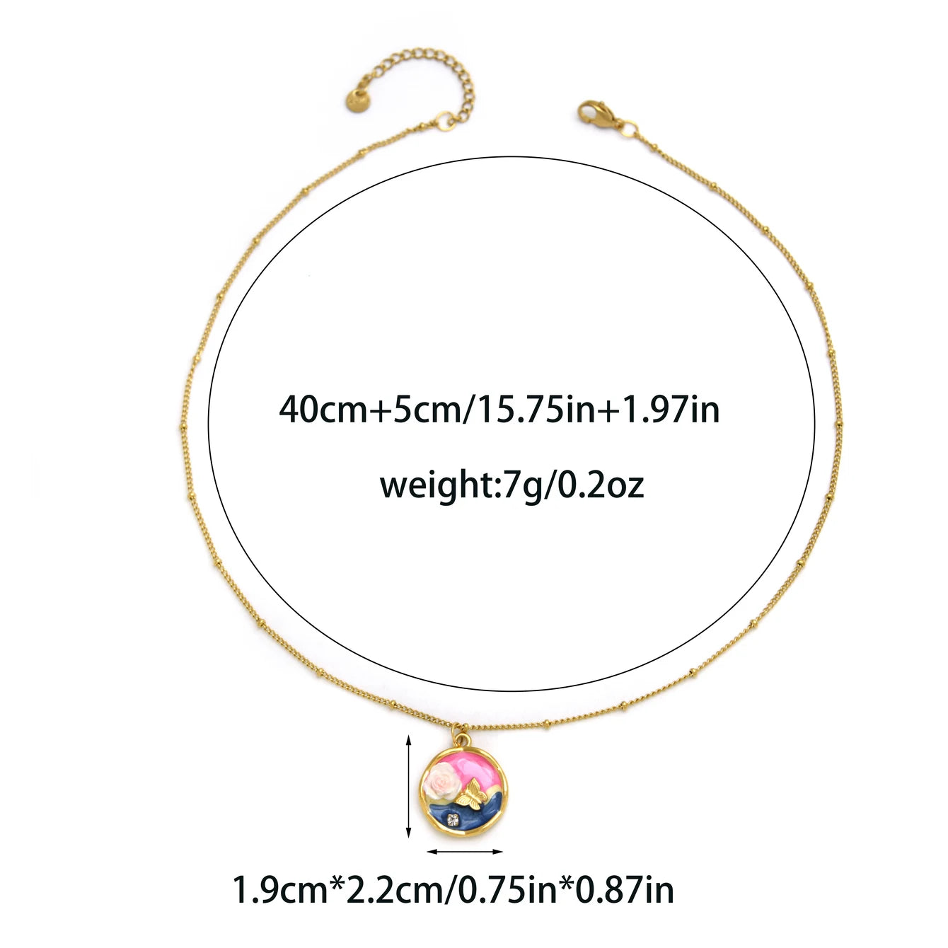 Women's Stainless Steel Gold Necklace With Pearl Zircon Flower Pendant Dripping Enamel Art Jewelry 💖🌸