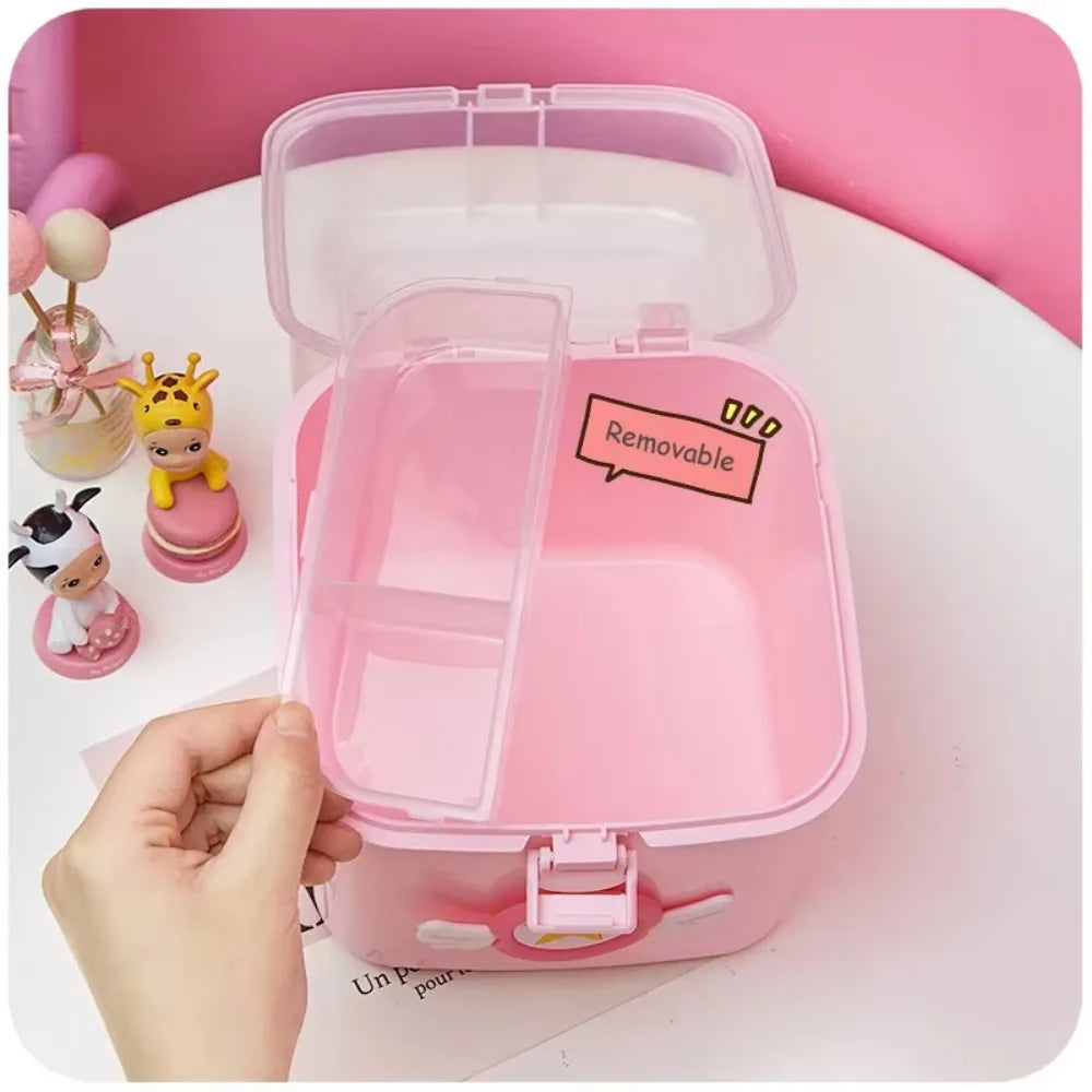 Kawaii Cartoon Multi-Layered Medicine Box 🩺💕 - Adorable Storage for Kids' Essentials & Makeup! 🌈✨