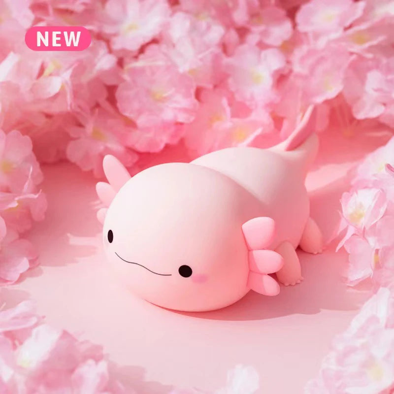 Kawaii Axolotl Touch Night Light 🌟💕 - USB Rechargeable Silicone Baby Lamp 🦑✨