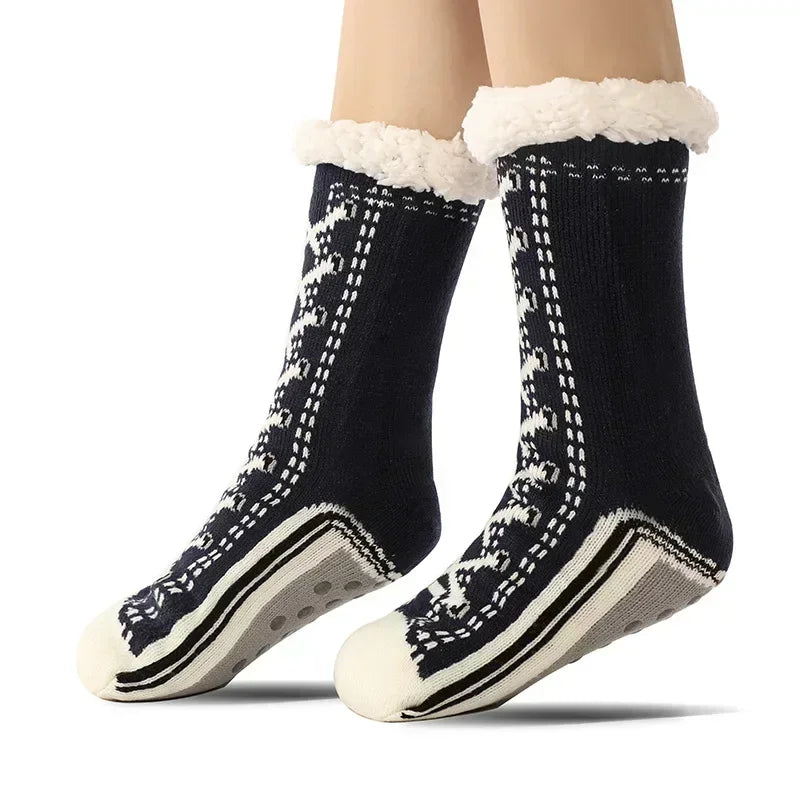 Fluffy Winter Socks For Women Warm Plush Non Slip Slipper Snowflake Gift ❄️🎁