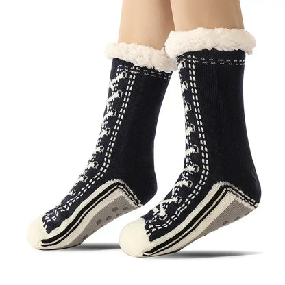 Fluffy Winter Socks For Women Warm Plush Non Slip Slipper Snowflake Gift ❄️🎁