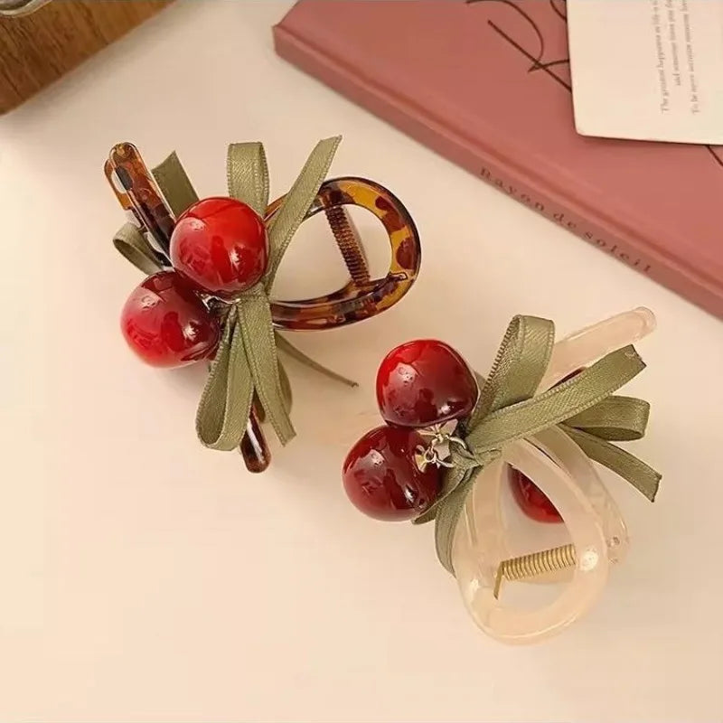 🍒 Adorable Cherry Blossom Hair Claw Clips for Girls & Women 🎀 Stylish Crab Claw Accessories 🌟