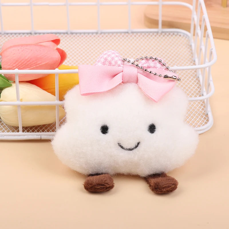 Cloud Bow Plush Keychain Cute Cloud Doll Bag Charm Soft Stuffed Accessory 🎀🧸