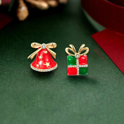 Sweet Green Bowknot Bell Earrings For Women Xmas Gift Dangle Wind Chime 🎄✨