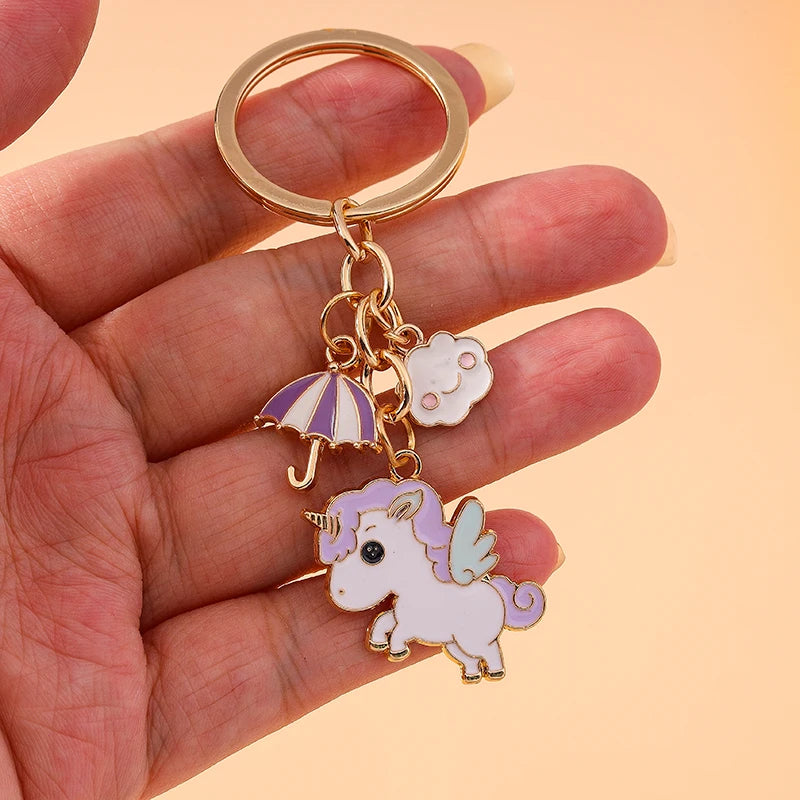 Kawaii Unicorn Horse Enamel Keychain 🦄✨ | Cute Metal Key Ring Pendant for Women & Girls | Perfect DIY Gift for Handbags & Car Keys 🎁💕