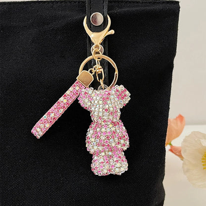 Diamond Bear Car Keychain Cute Handmade Luxury Rhinestone Bag Pendant 🧸💎✨