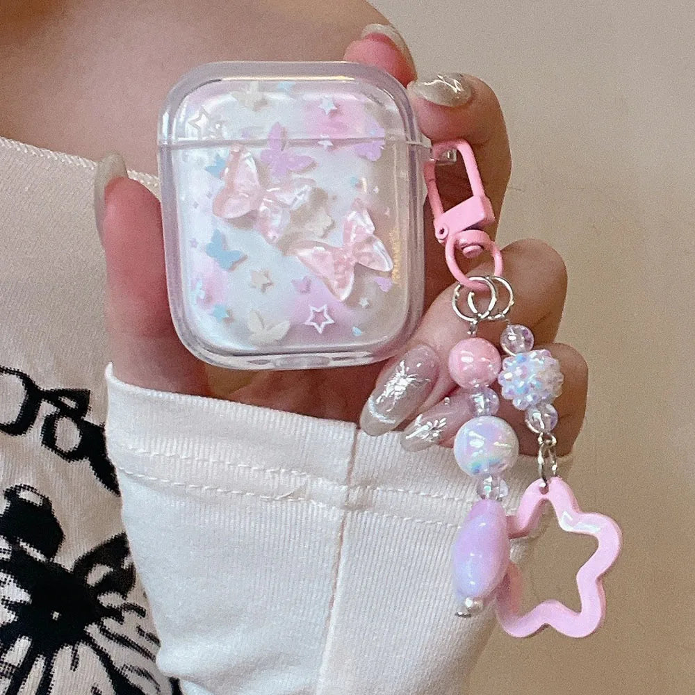 Charming 3D Butterfly AirPods Case 🦋✨ with Keychain - Cute & Soft Silicone Cover for Pro 2, 1, 2, 3! 🎧💕 - Pixie Quill