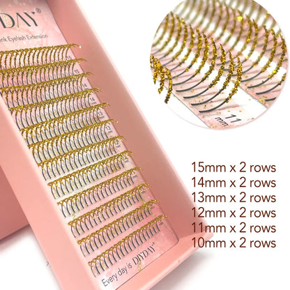 ✨ Kawaii Glittery Volume Lashes 🎉 - Premade Russian Fans for Spooky Glam! 🌈