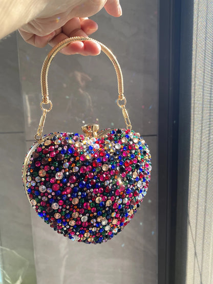 Sparkling Kawaii Heart-Shaped Crystal Clutch 🌟💖 | Rhinestone Evening Bag for Weddings & Parties 🎉✨