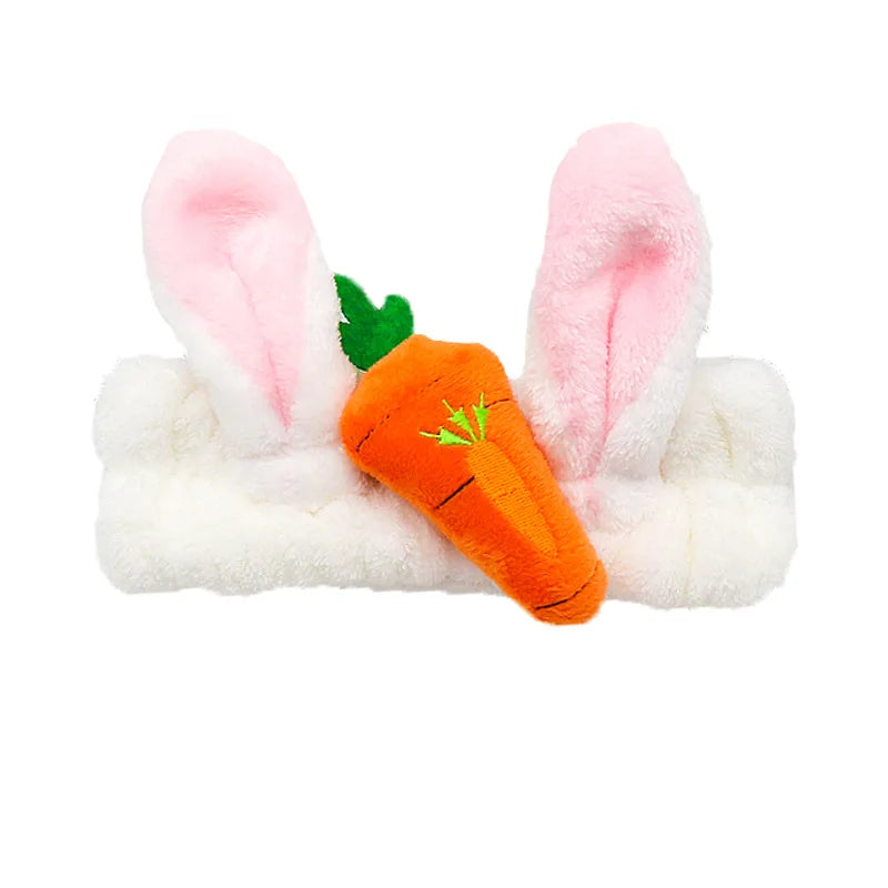 Women Wash Face Makeup Soft Coral Fleece Elastic Headband Head Wrap Cute Rabbit Bow Animal Ears Hairband Girl Hair Accessories