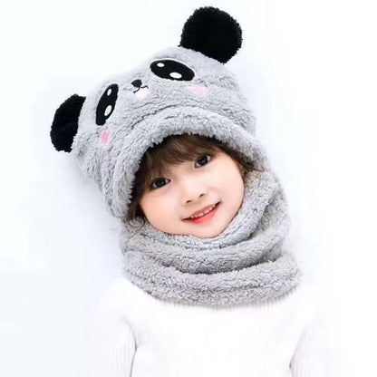 Kawaii Cozy Cartoon Scarf & Hat Set for Kids 🧢❄️ | Adorable Double Layer Wool Warmth for Boys & Girls 🌈💖