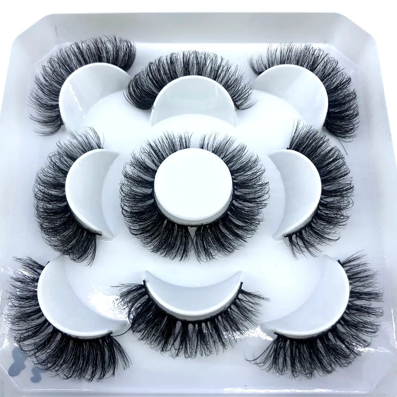 New 5 Pairs 8-25mm Natural 3D False Eyelashes Kit Mink Lashes Full Strip Look Whimsical Cute Glam 🌸✨