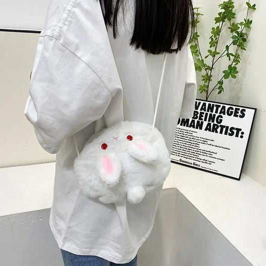 Kawaii Plush Rabbit Crossbody Bag 🐰✨ Cute & Cozy Messenger Purse for Kids!