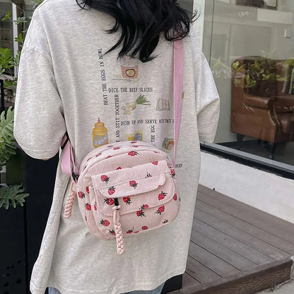 Berry Sweet Corduroy Cutie 🍓✨ Trendy Crossbody Wonder for Stylish Explorers! 👜💖 - Pixie Quill